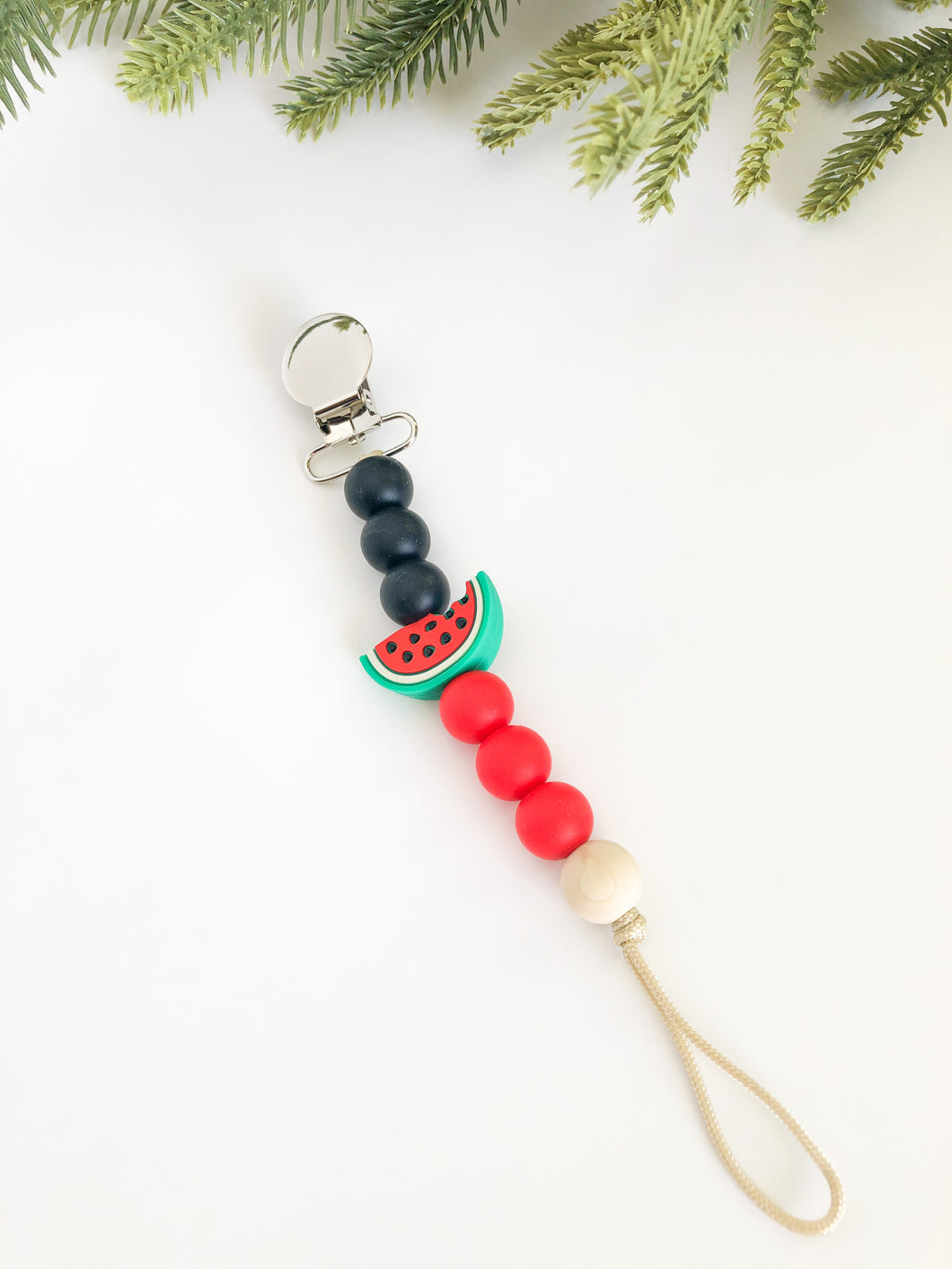 Red Watermelon Pacifier Clip